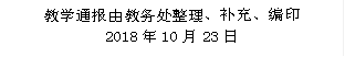 教学通报由教务处整理、补充、编印 2018年10月23日 