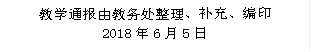 教学通报由教务处整理、补充、编印 2018年6月5日 